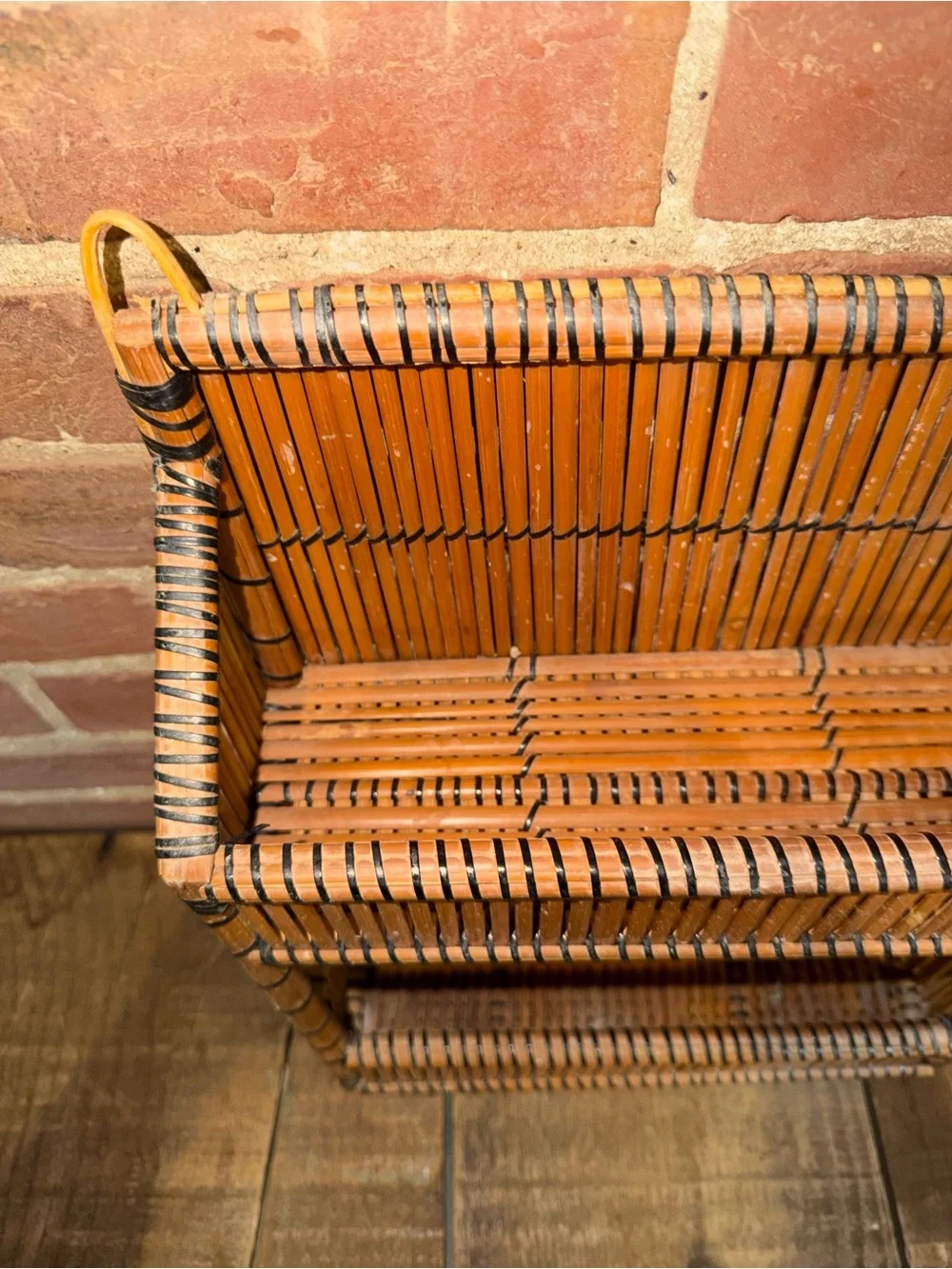 Handwoven Bamboo Spice Rack Organizer Orange Rattan Wall OrganizerThree Tier